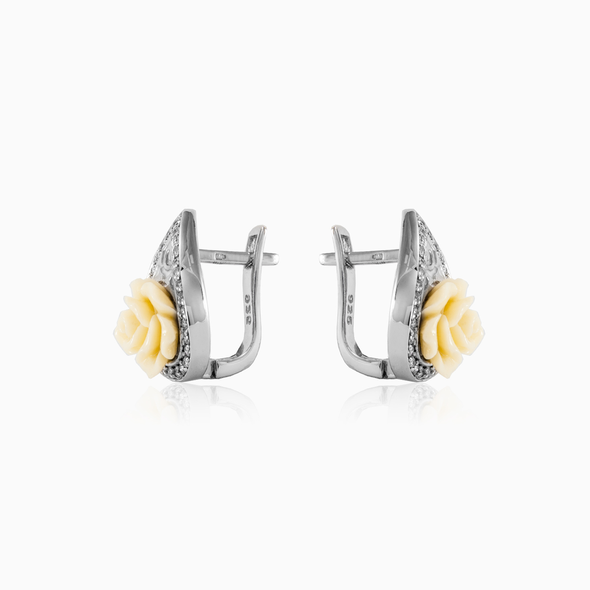 Boucles d'oreilles en rose blanche femme Boucles d'oreilles Colorino N.2