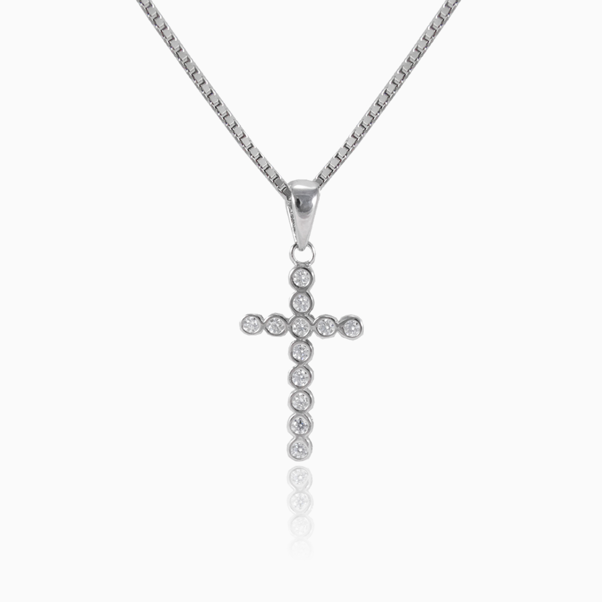 Rundes Silberkristallkreuz Frauen Anhänger Santa Croce N.1