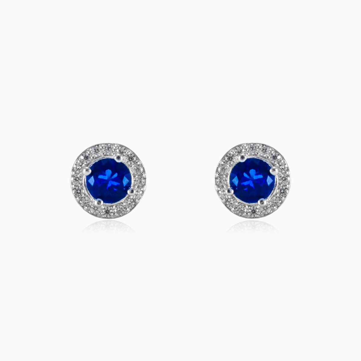 Runde blaue Ohrringe Frauen Ohrringe Halo N.1