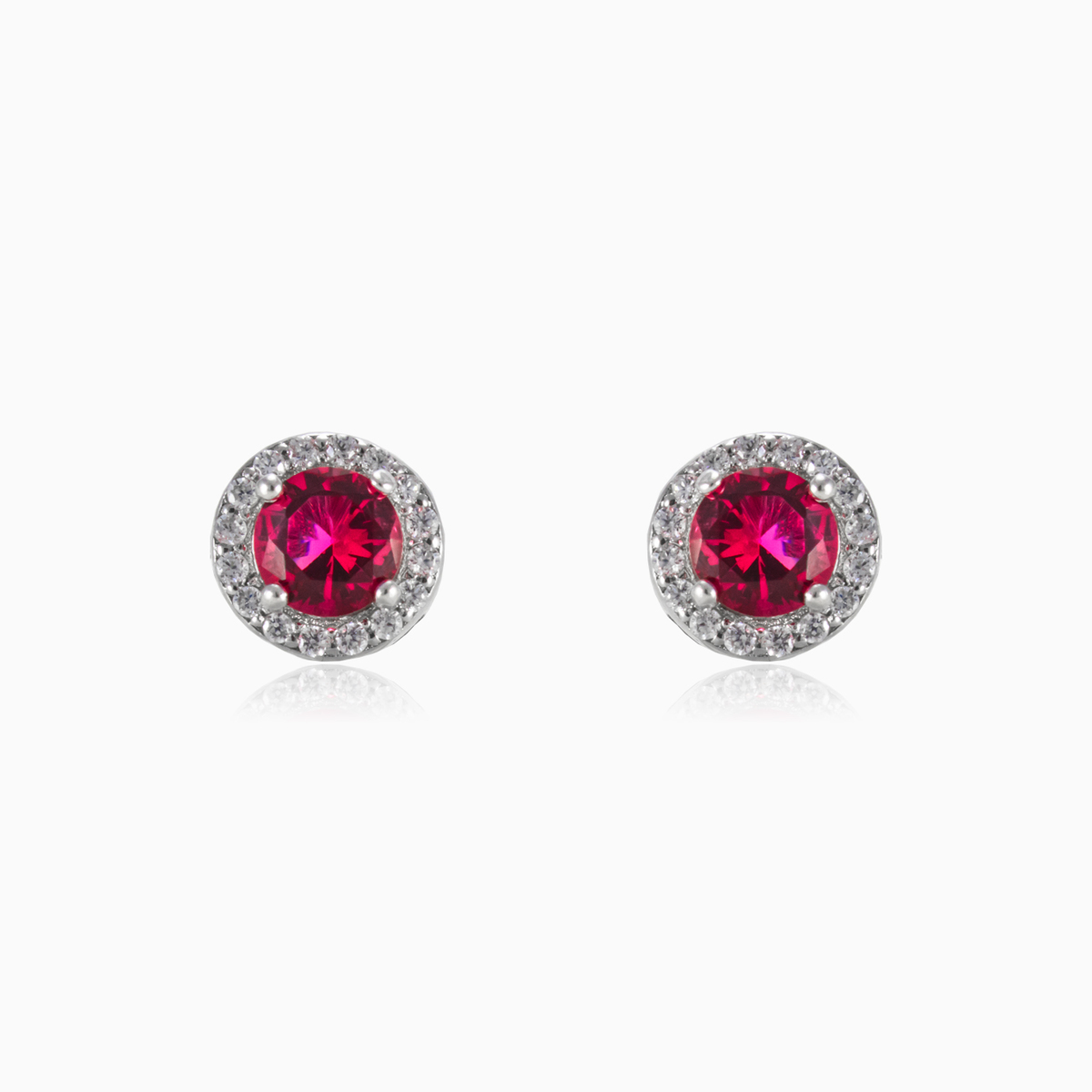 Runde rote Ohrringe Frauen Ohrringe Halo N.1