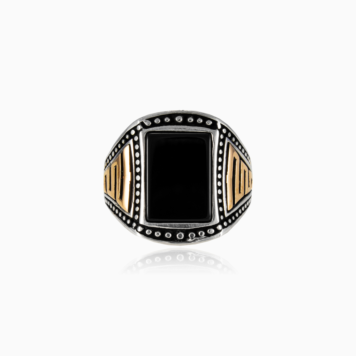 Rectangle grec onyx homme Bagues Hellas N.1