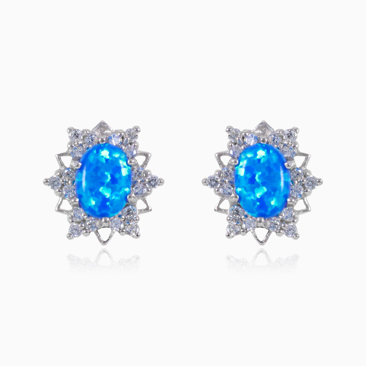 Sternblaue Opal-Ohrringe Frauen Ohrringe Halo N.1