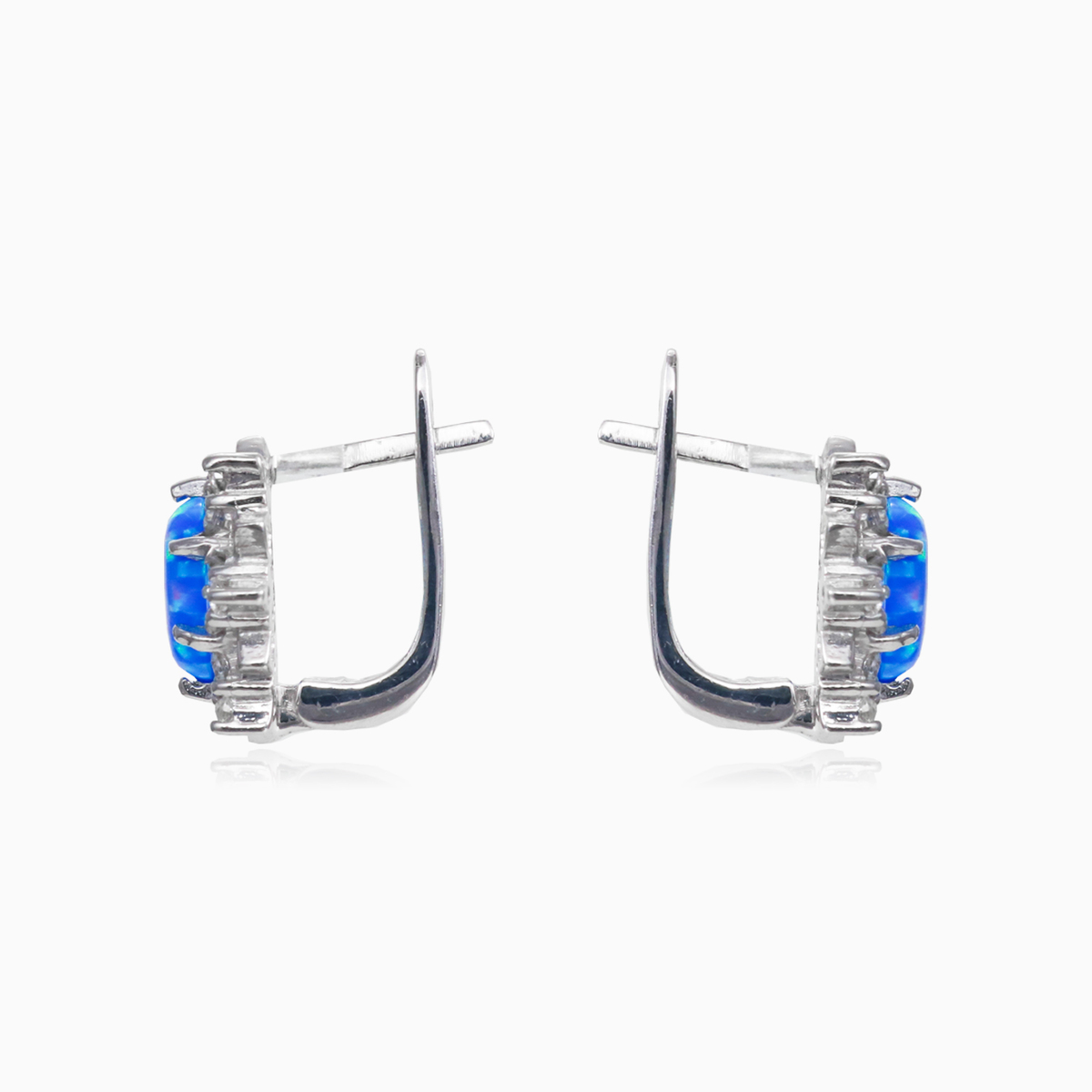 Sternblaue Opal-Ohrringe Frauen Ohrringe Halo N.2