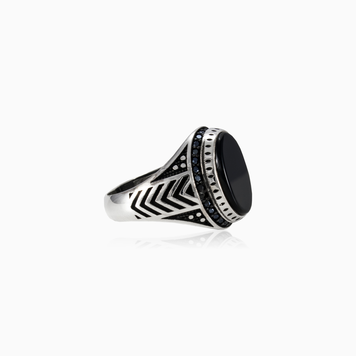 Bague en onyx et spinelle unisex Bagues Detallado N.2