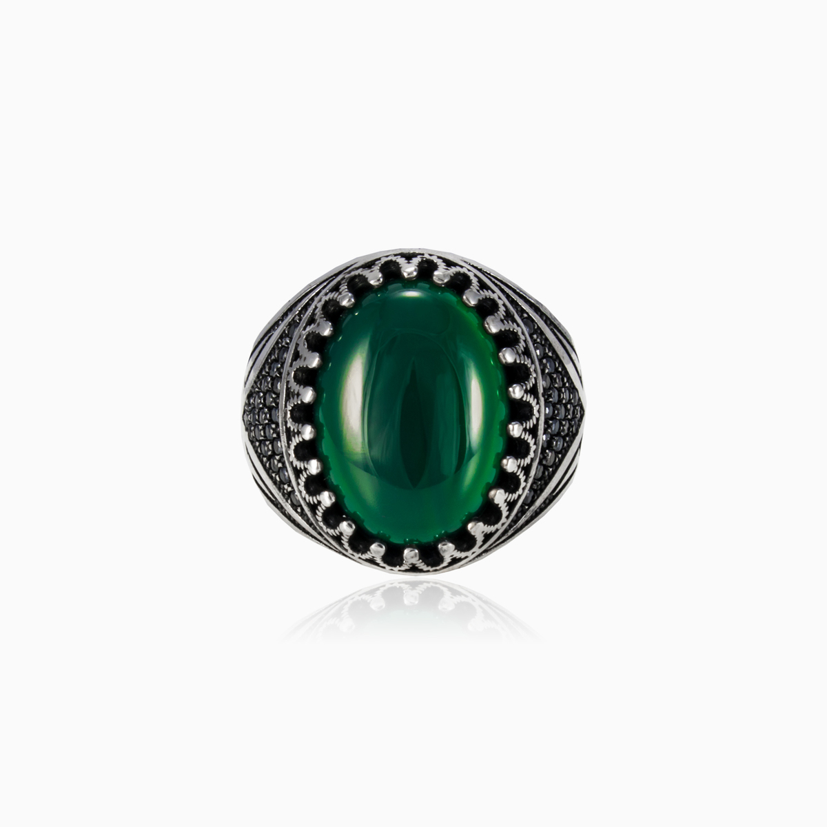 Grüner Jade-Ring Männer Ringe Detallado N.1