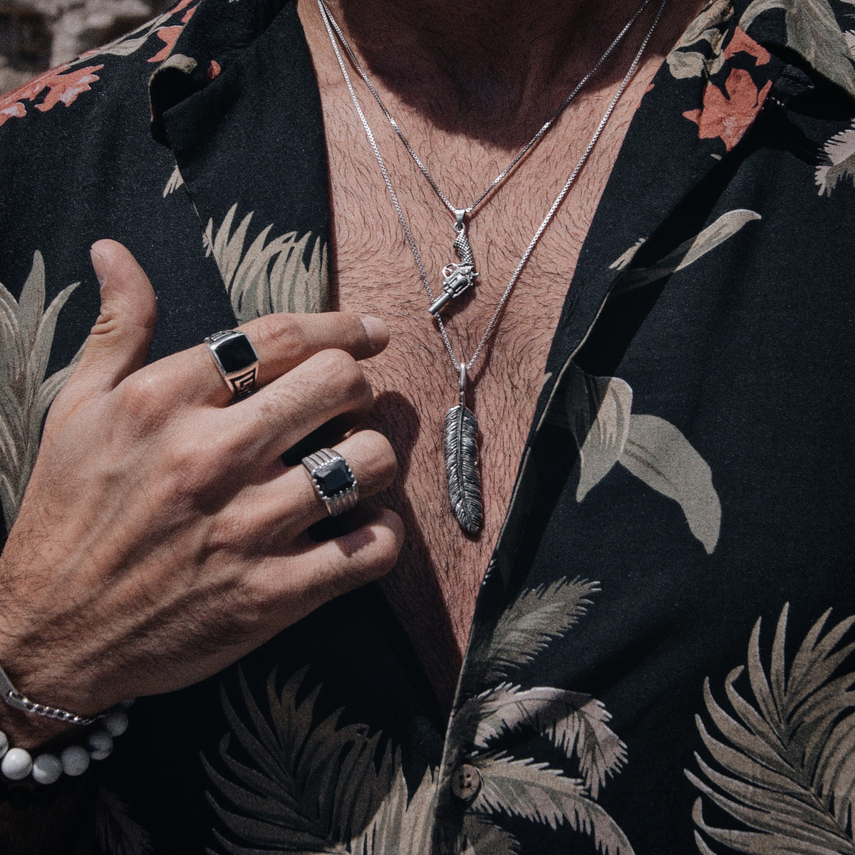 Revólver de plata hombre Colgantes Detallado N.2