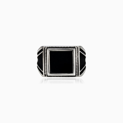 Square onyx and spinels man Rings Detallado