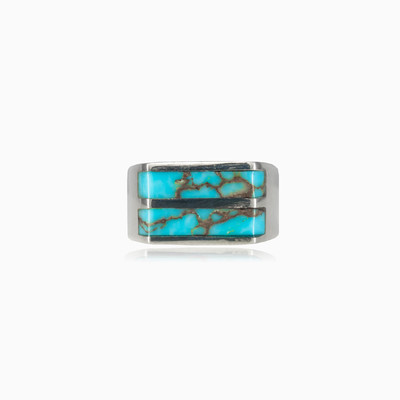 Two turquoise lines man Rings Harmony