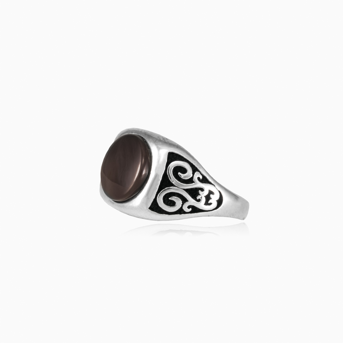 Bague ronde en agate brune	 homme Bagues Palmyra N.2