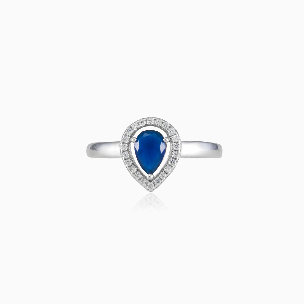 Pear blue sapphire ring woman Rings Halo N.1