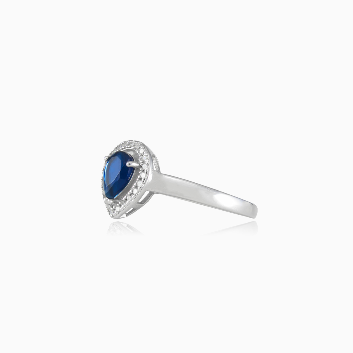 Pear blue sapphire ring woman Rings Halo N.2