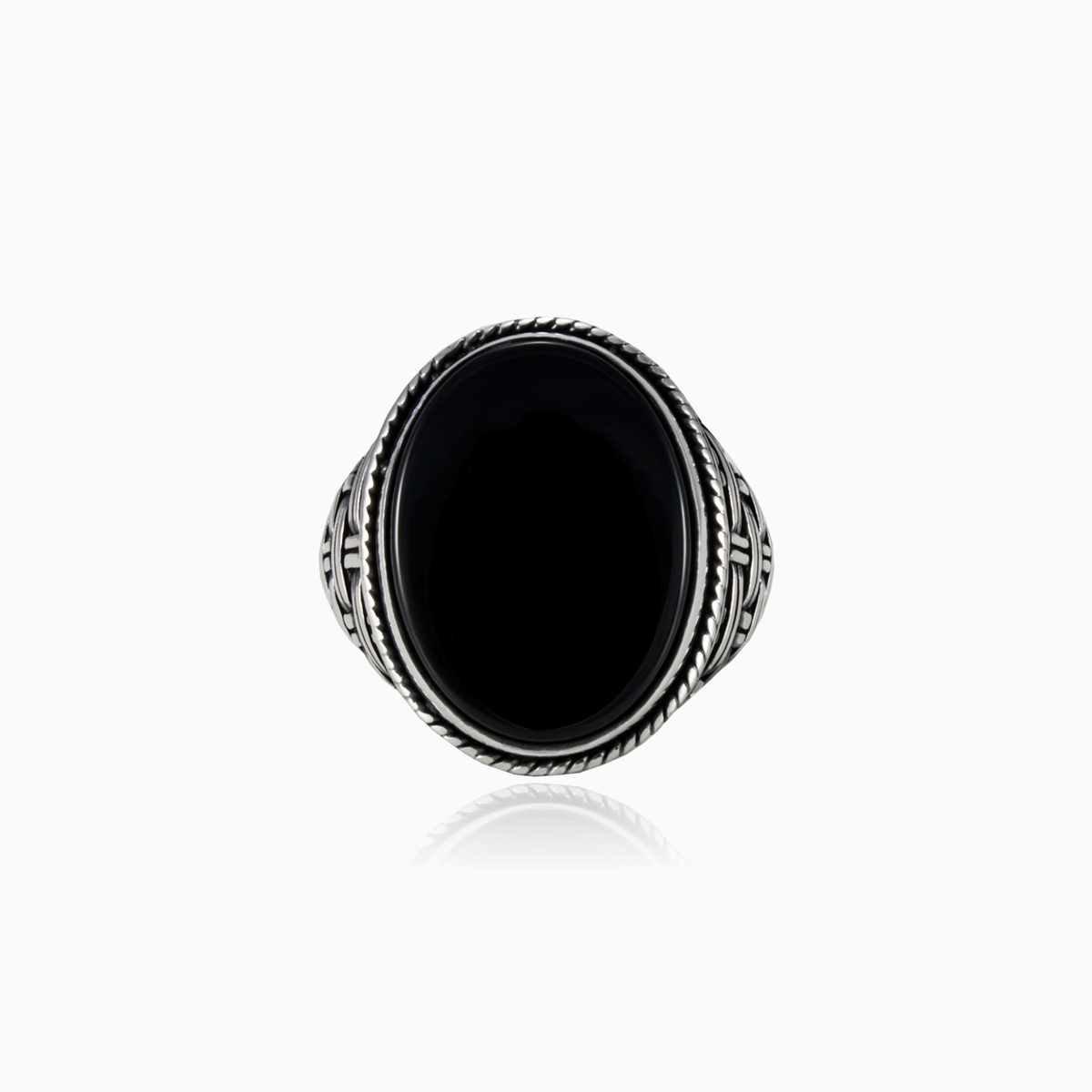 Bague ovale filetée en onyx homme Bagues Detallado N.1