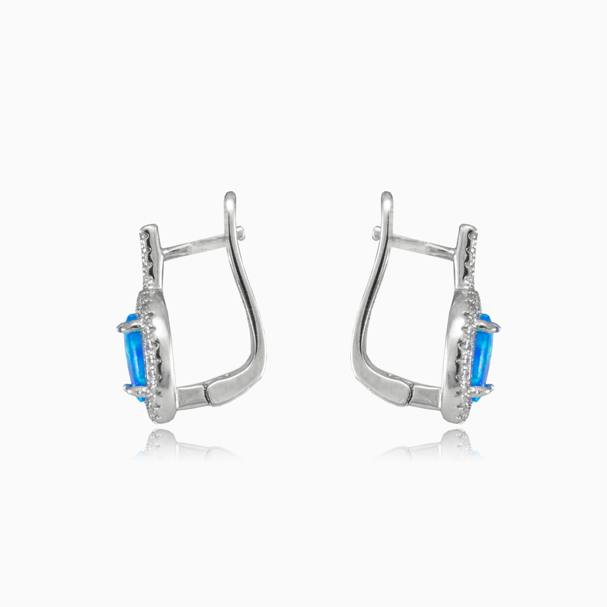 Stříbrné visací náušnice s modrým opálem dámské Náušnice Halo N.2