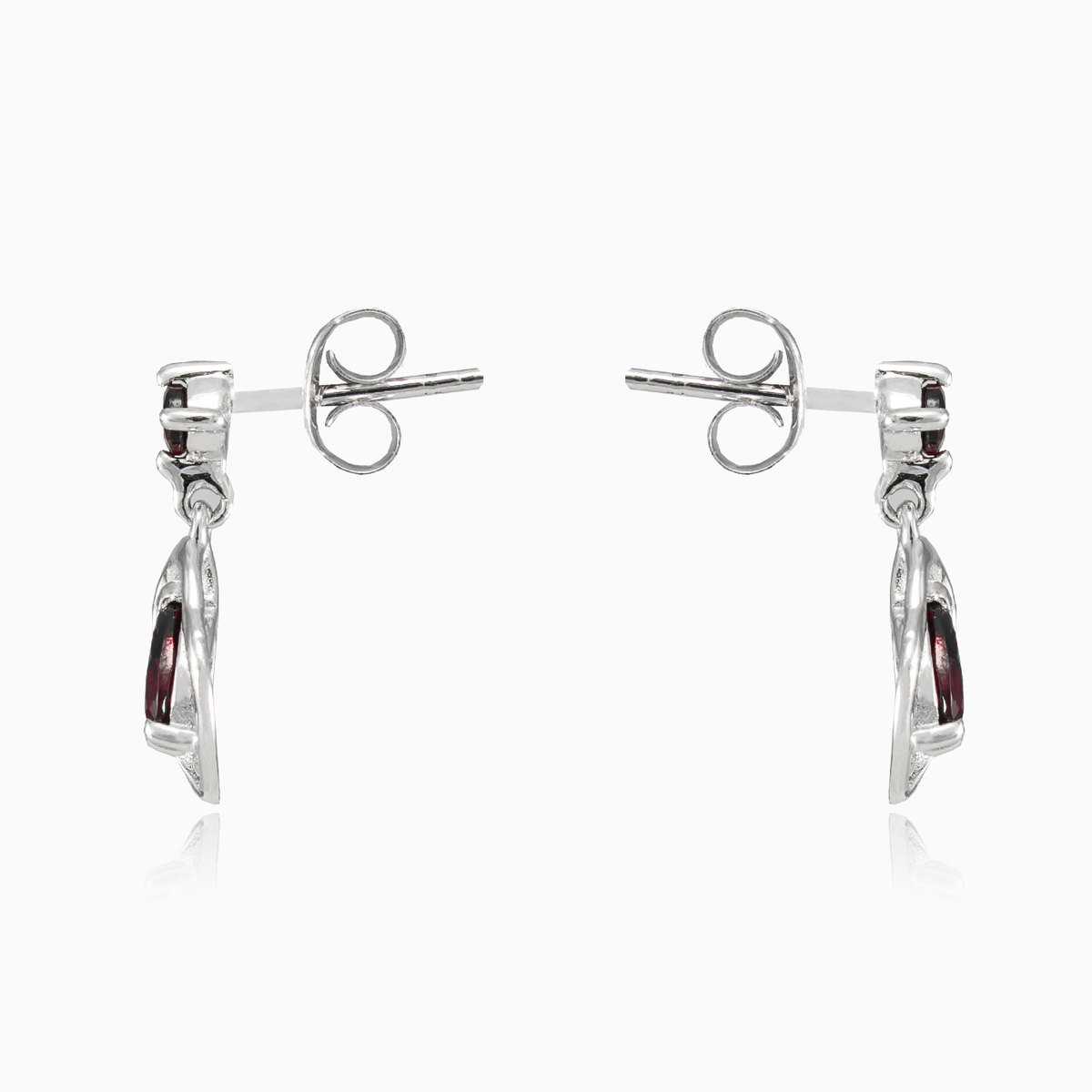 Серебряные длинные гранатовые серьги  Женские Серьги Colorino N.2
