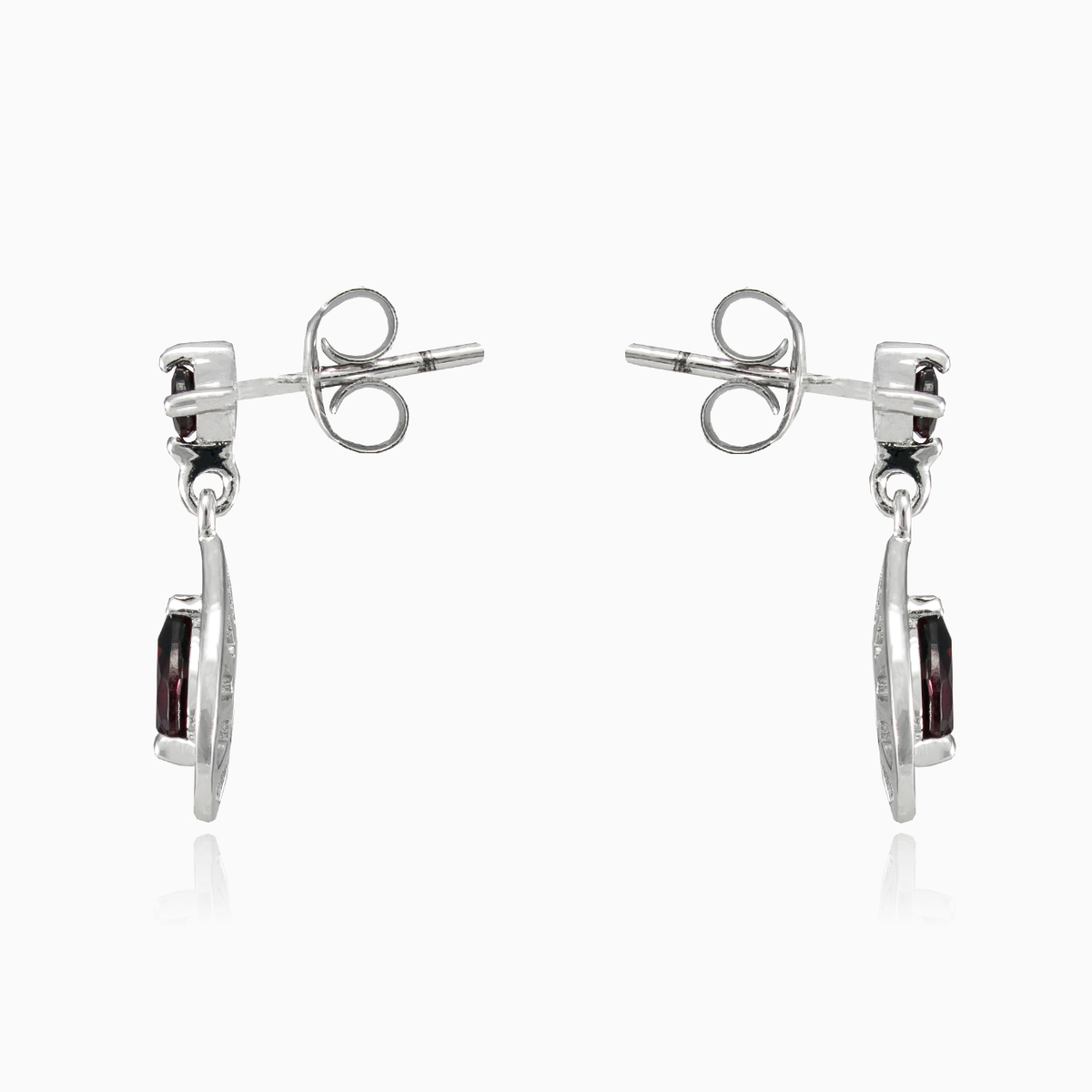 Stříbrné dlouhé náušnice s granátem dámské Náušnice Colorino N.2