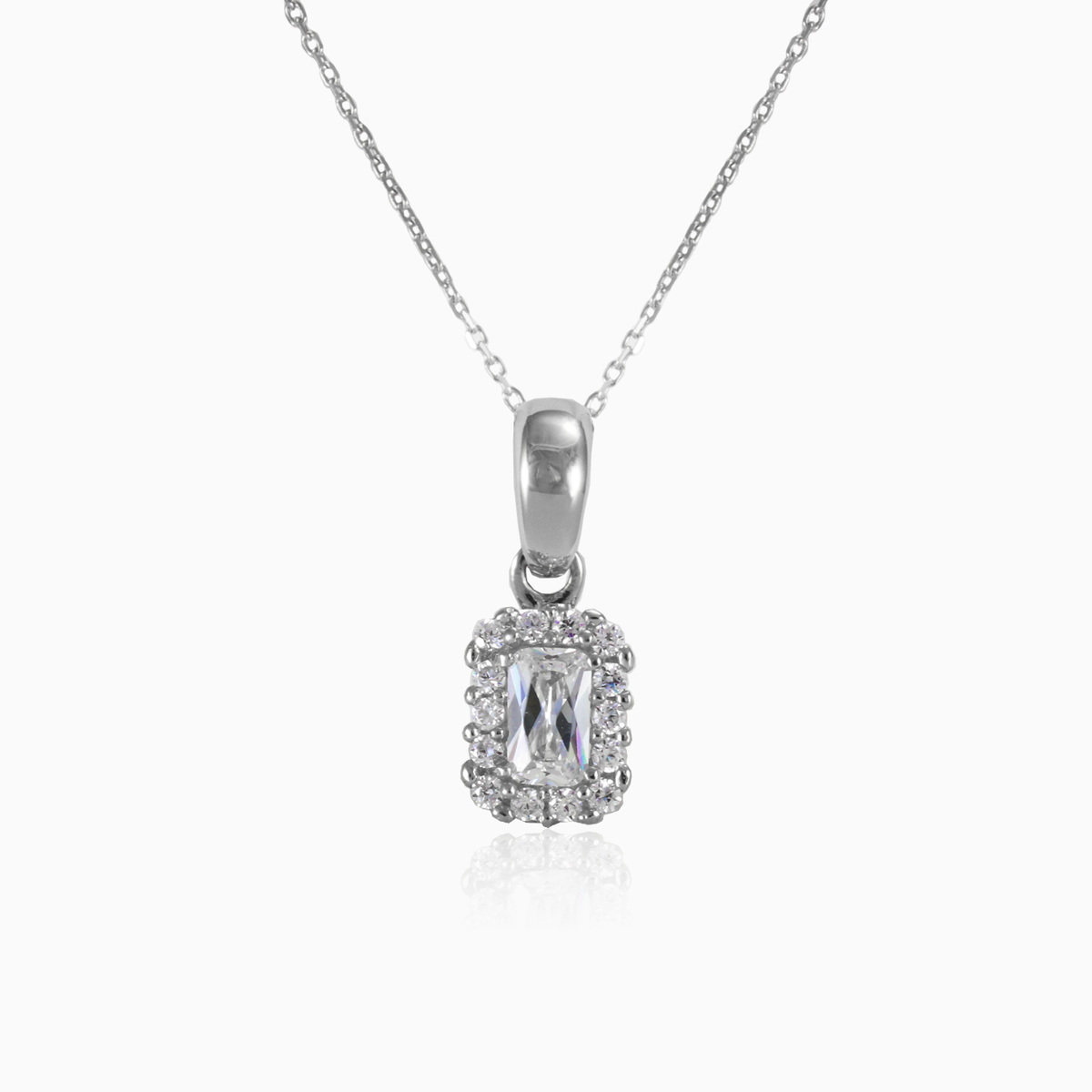 Rectangle white halo pendant Женские Подвески Royal N.1