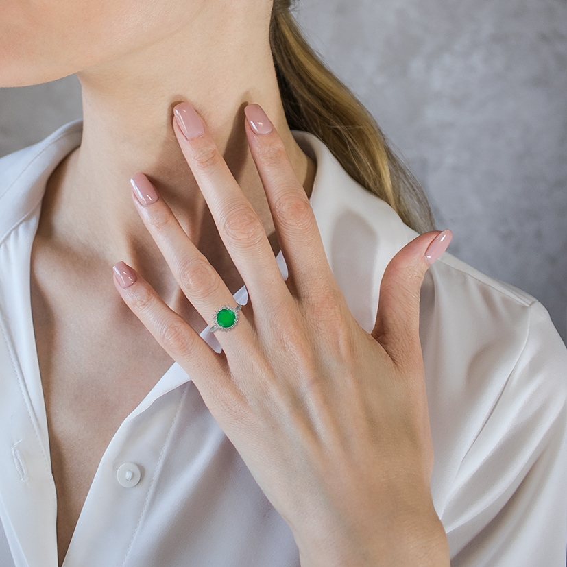 Round jade ring dámské Prsteny Halo N.3