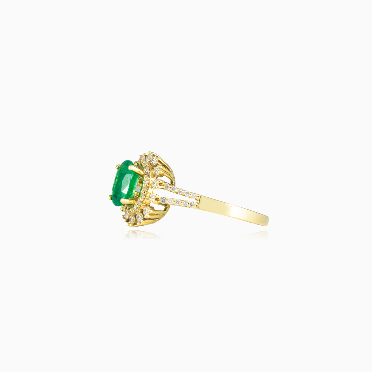 Prsten ze žlutého zlata s smaragdem a diamanty dámské Zásnubní prsteny Brillantino N.2
