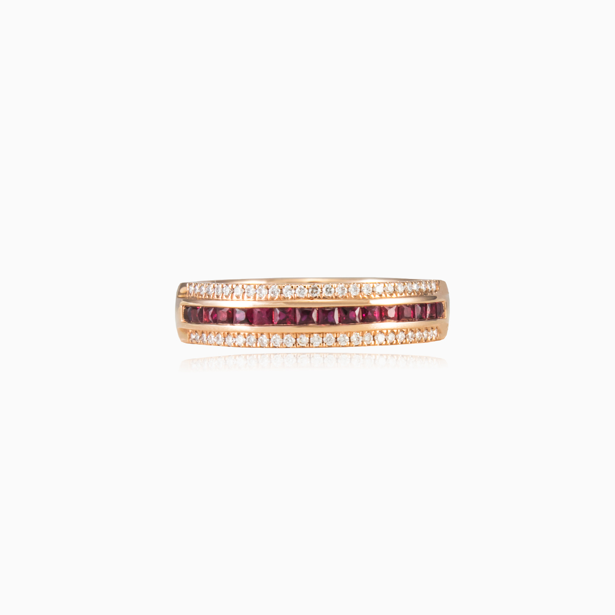 Ruby and diamonds band unisex Wedding rings Brillantino N.1