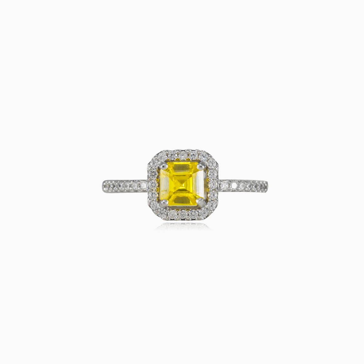 Stříbrný prsten s pravým citrínem  dámské Prsteny Halo N.1