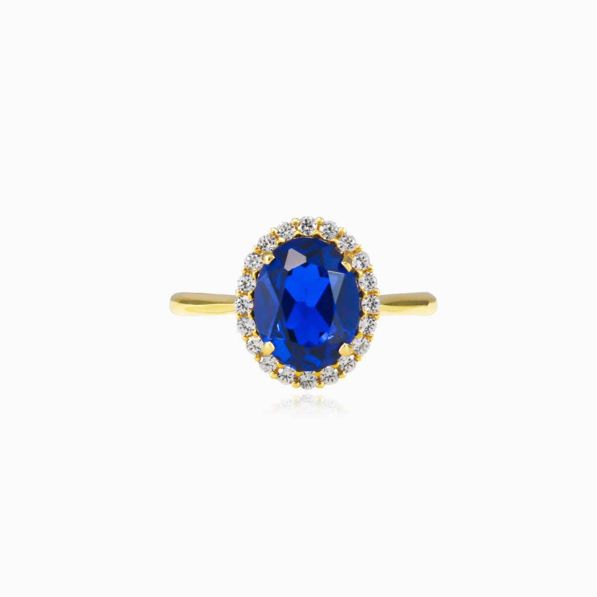 Ovaler blauer Quarz in goldenem Ring Frauen Verlobungsringe Royal N.1