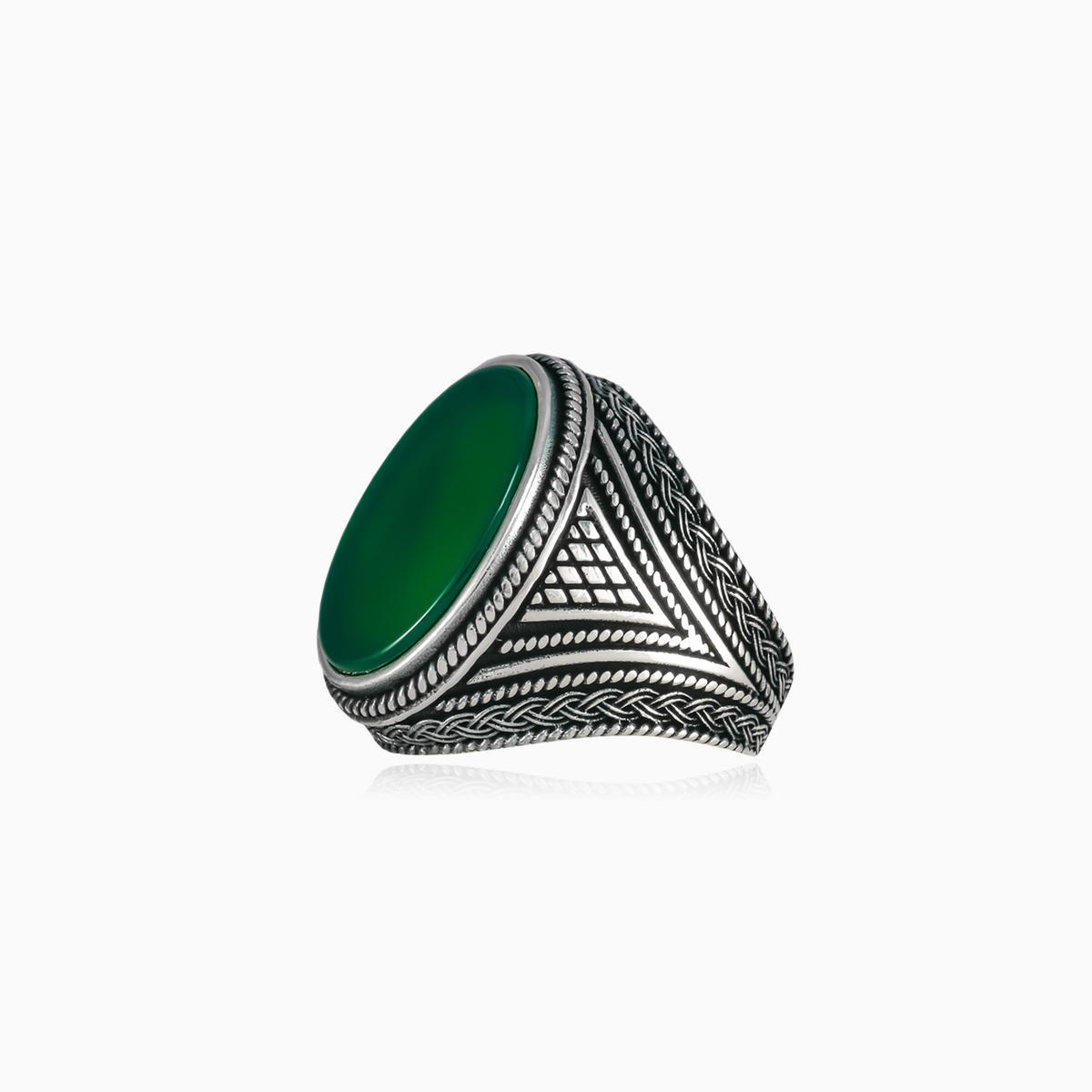Anillo de jade de plata trenzada hombre Anillos Detallado N.2