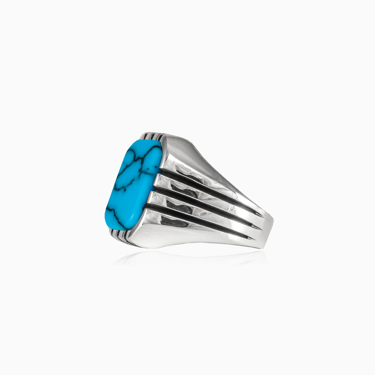 Rechteckiger Retro-Türkiser Ring Männer Ringe Harmony N.2