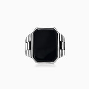 Flacher Smaragd-Onyx-Ring Männer Ringe oyster strap