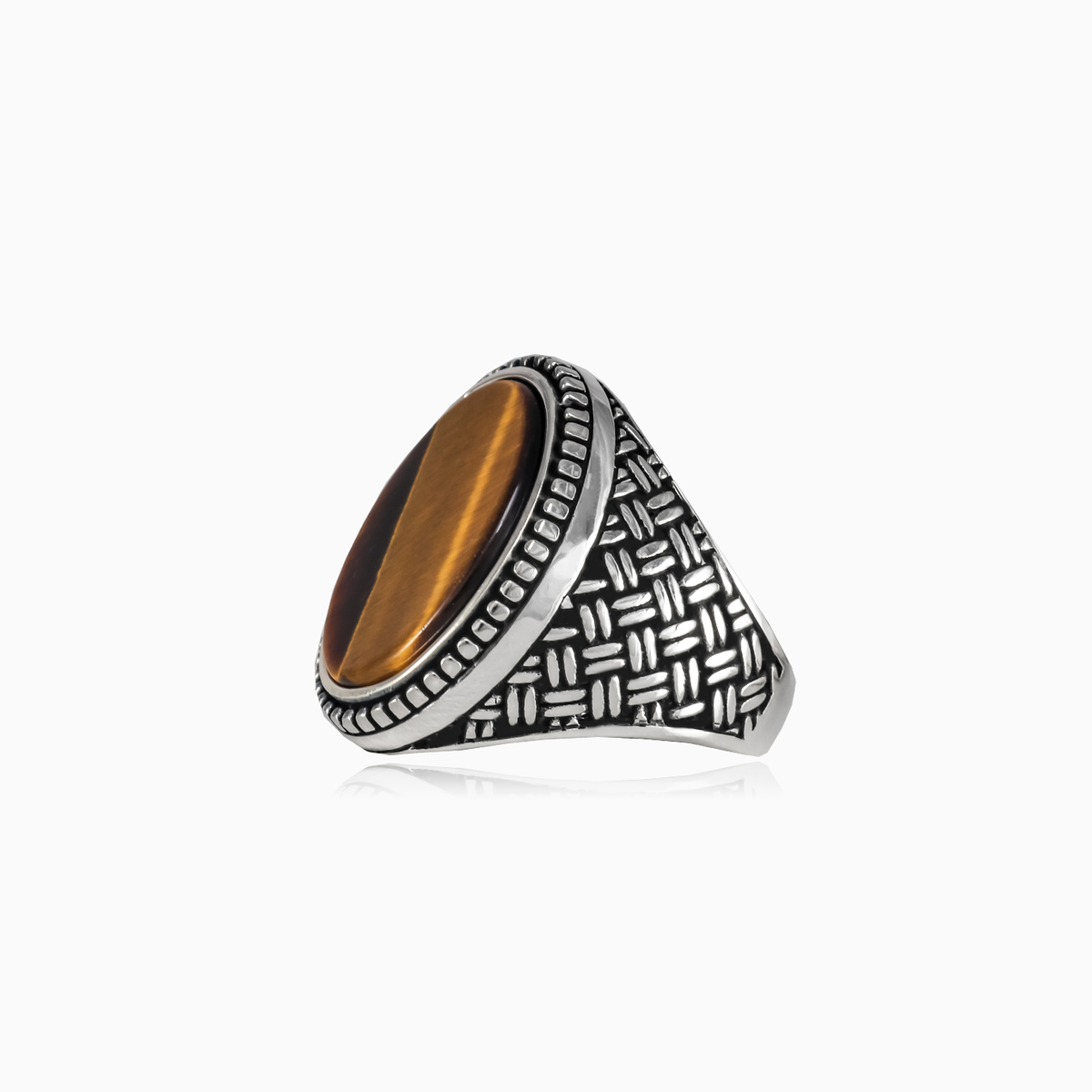 Bague oeil de tigre tressé homme Bagues Detallado N.2
