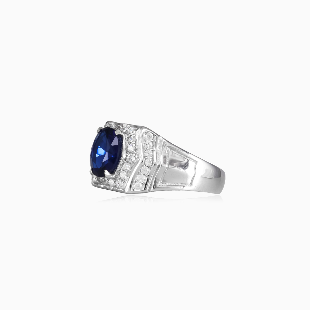 Bague ovale en quartz bleu homme Bagues Colorino N.2