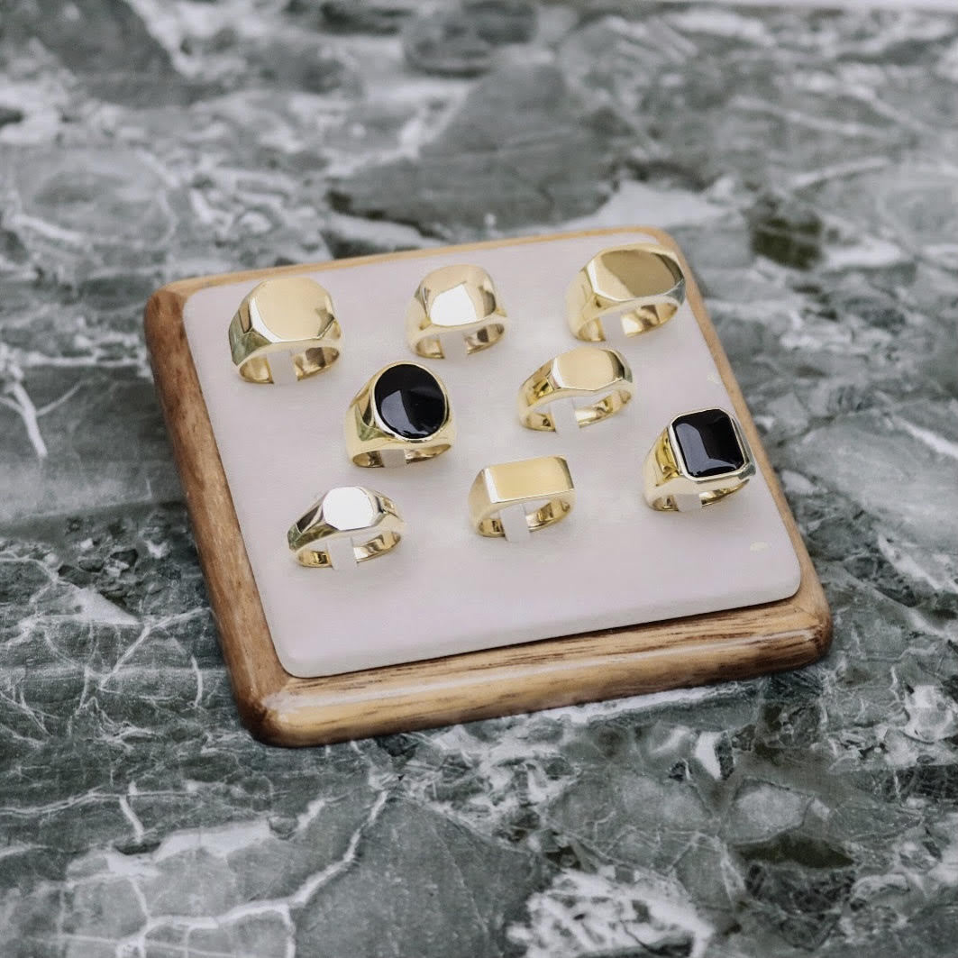 Anillo octogonal bañado en oro hombre Anillos High polished N.4