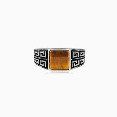 Anillo Ojo de Tigre helénico cuadrado hombre Anillos Hellas