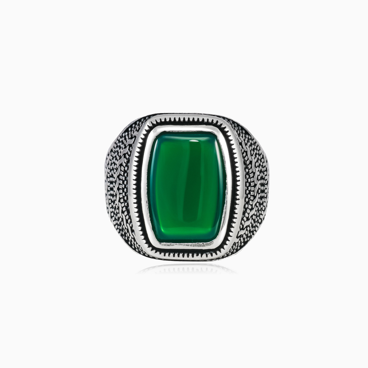 Detailed rectangle jade man Rings Detallado N.1