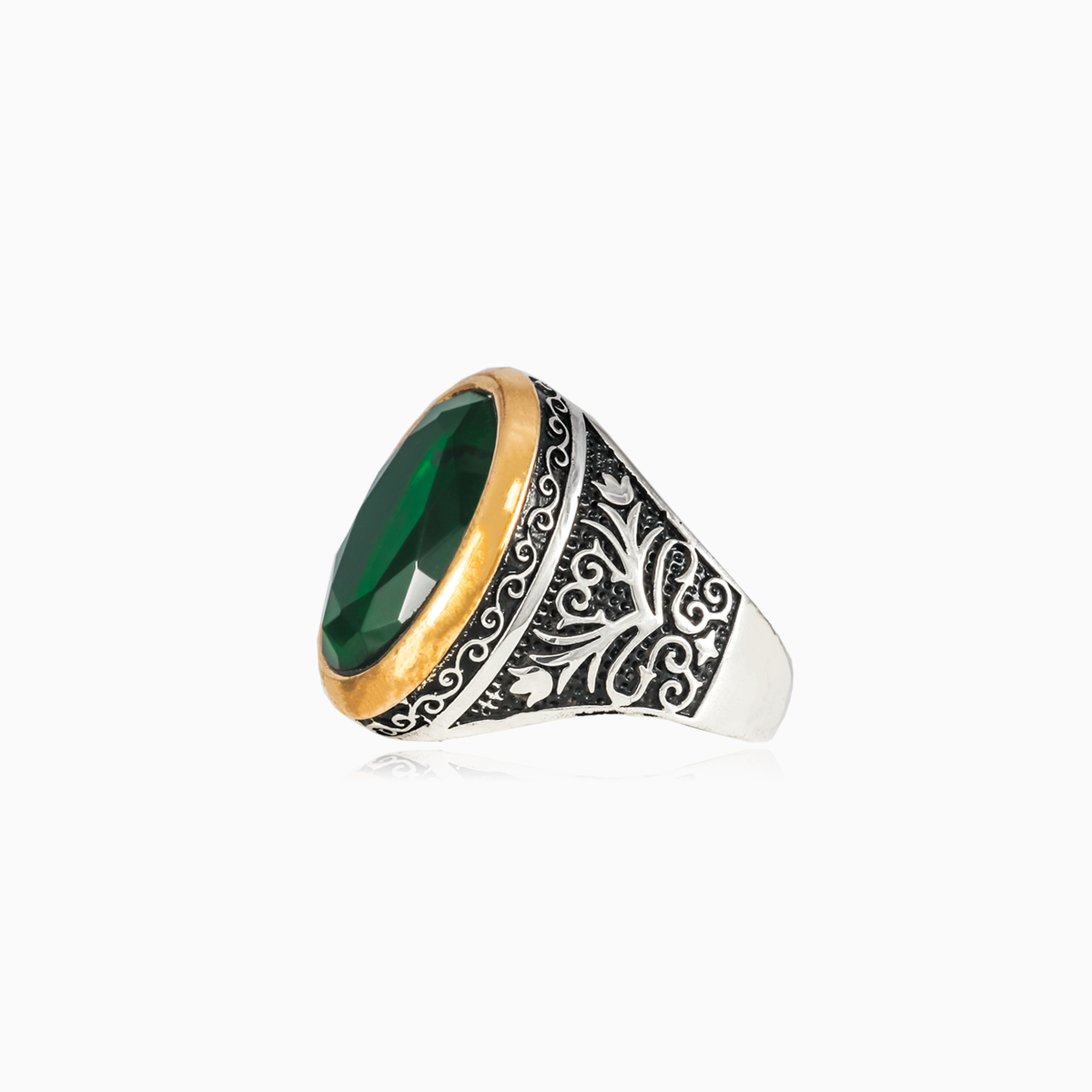 Bague orientale en jade vert homme Bagues Palmyra N.2