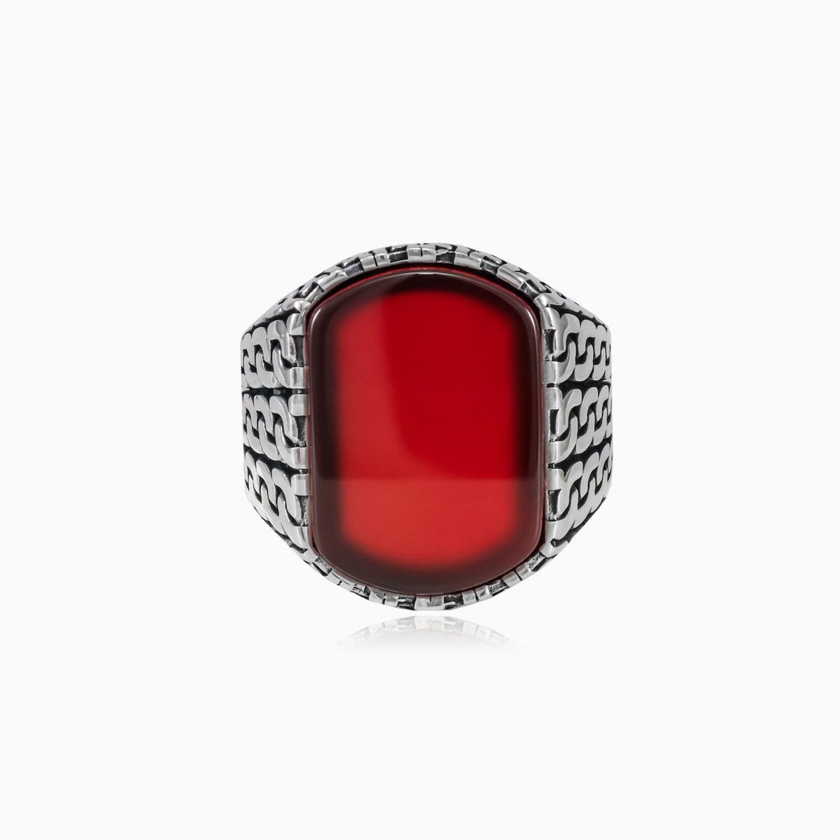 Anillo de ágata encadenado hombre Anillos Detallado N.1