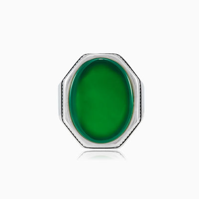 Flat octagonal jade ring man Rings High polished
