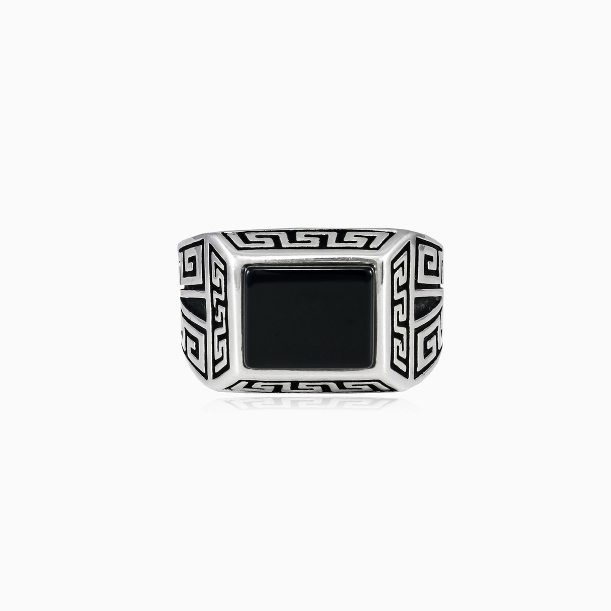 Bague hellénique rectangulaire en onyx unisex Bagues Hellas N.1