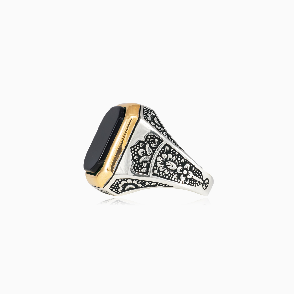 Rechteckiger schwarzer Onyxring unisex Ringe Palmyra N.2