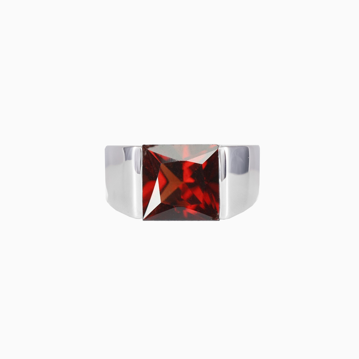 Bague carrée en grenat unisex Bagues High polished N.1