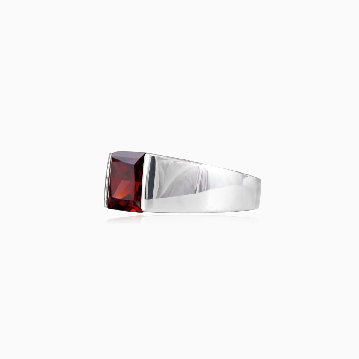 Bague carrée en grenat unisex Bagues High polished N.2