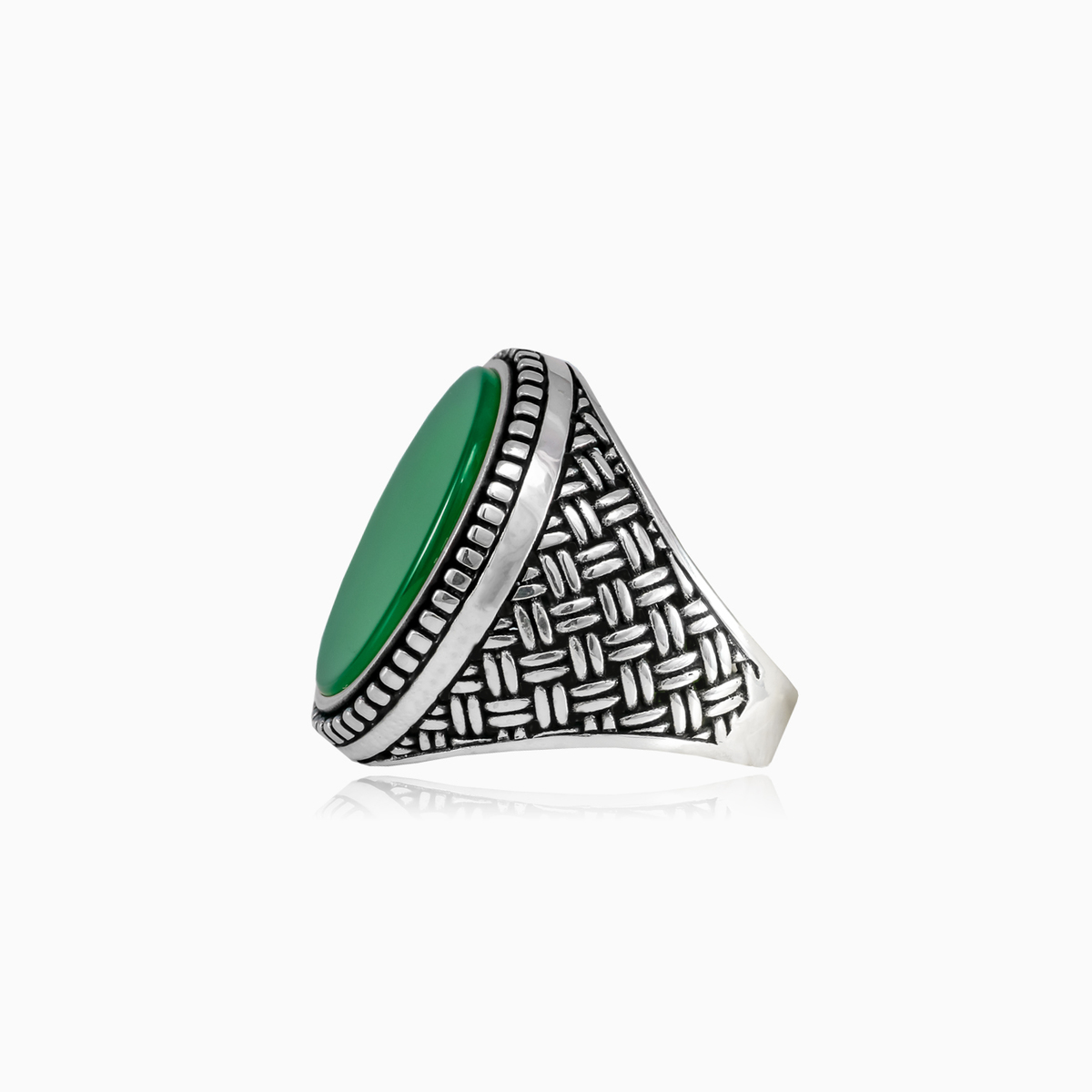 Braided green jade ring man Rings Detallado N.2