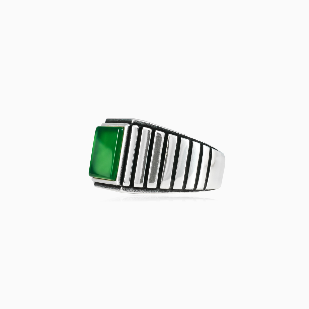 Symmetric square jade ring man Rings Harmony N.2