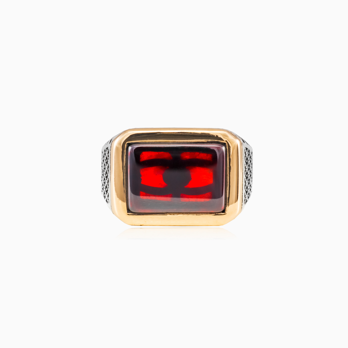 Wide detailed garnet ring unisex Rings Detallado N.1