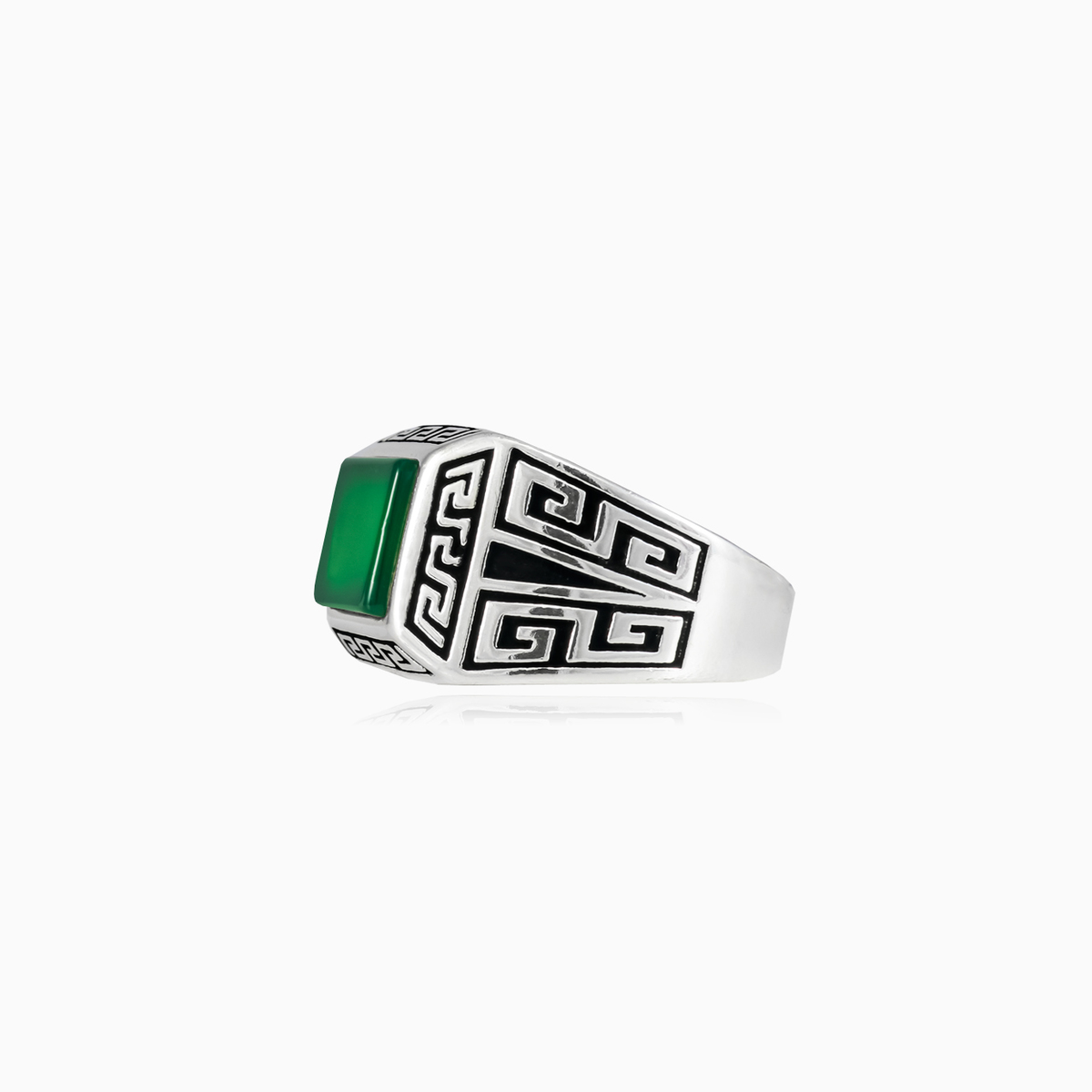Bague rectangle en jade hellénique homme Bagues Hellas N.2