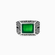 Bague rectangle en jade hellénique homme Bagues Hellas