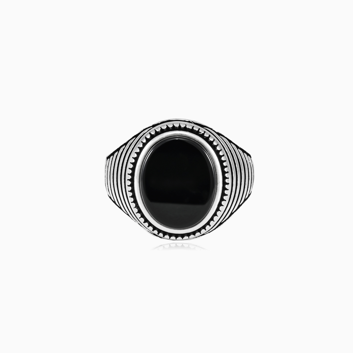 Symmetric oval onyx ring unisex Rings Harmony N.1
