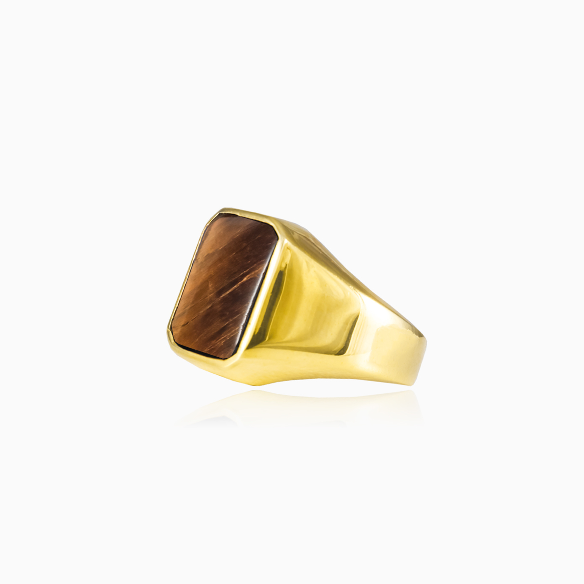 Anillo Ojo de Tigre bañado en oro unisex Anillos High polished N.2