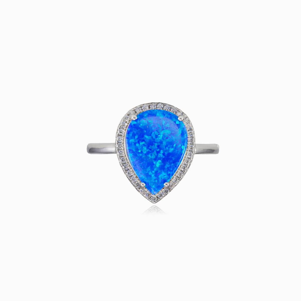 Wide blue opal pear ring woman Rings Halo N.1