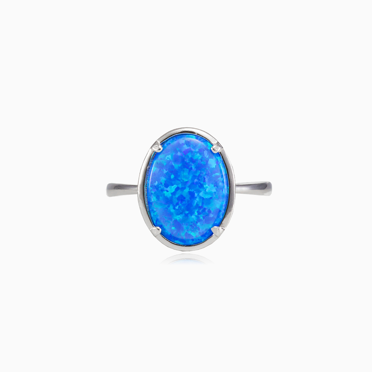 Wide prong oval blue opal ring woman Rings Colorino N.1