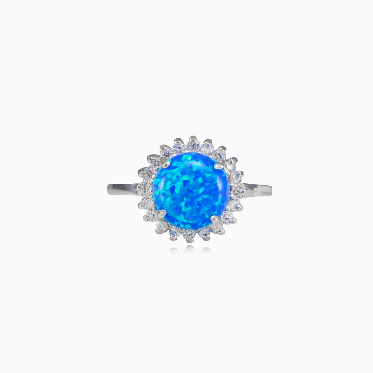 Bague ronde en opale bleue avec halo femme Bagues Halo N.1